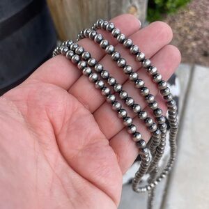 Nizhoni 5 mm 60 inch sterling silver bead necklace